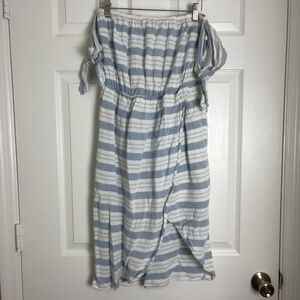 Lovers + Friends Blue Striped Strapless Wrap Dress Women Size S